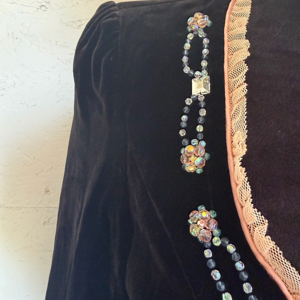 Nanette Lepore Black Velvet Blazer with Pink Trim & Beaded Accents - Picture 3 of 12
